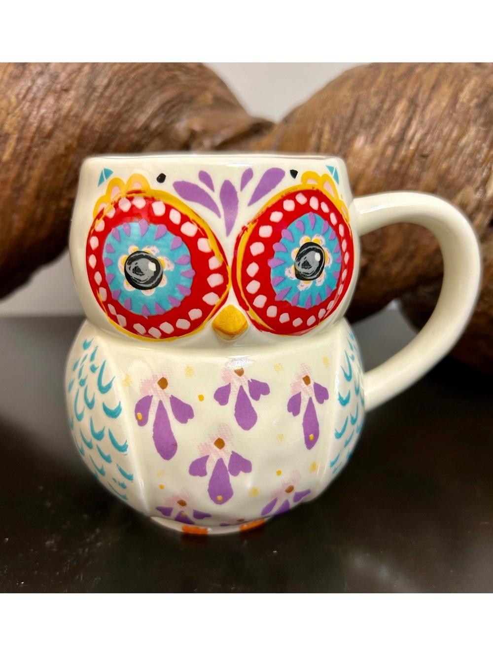 Natural Life Owl Mug Don’t Forget To Be Awesome Boho Folk Art Ceramic Coffee Cup